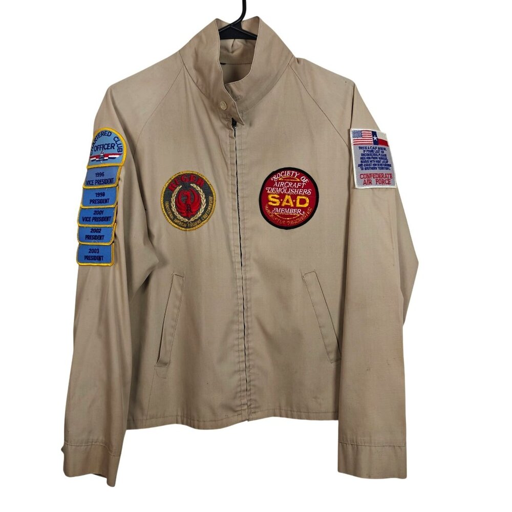 Vtg Bomber Jacket Society Aircraft Demolishers Ruger Confederate Air Force